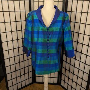 Bold Plaid Silk Jacket Sz XXXL